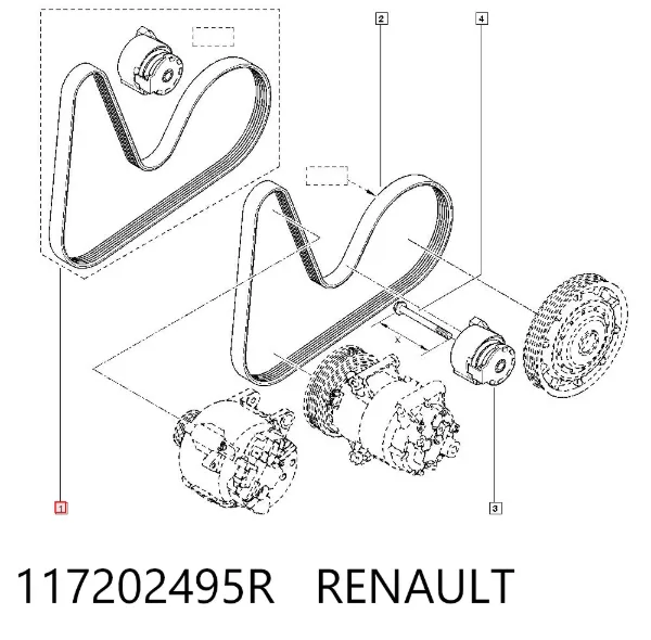 Pasek napędowy mechanizmów, zestaw 117202495R Renault (RVI)