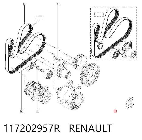 Napinacz paska napędowego 117202957R Renault (RVI)