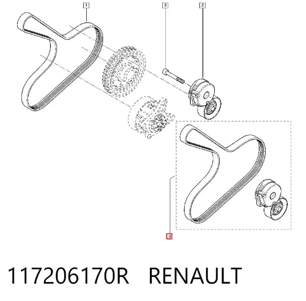 Pasek napędowy mechanizmów, zestaw 117206170R Renault (RVI)