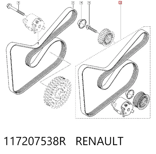 Pasek napędowy mechanizmów, zestaw 117207538R Renault (RVI)