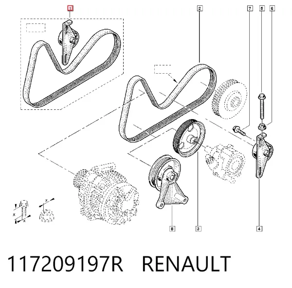 Pasek napędowy mechanizmów, zestaw 117209197R Renault (RVI)