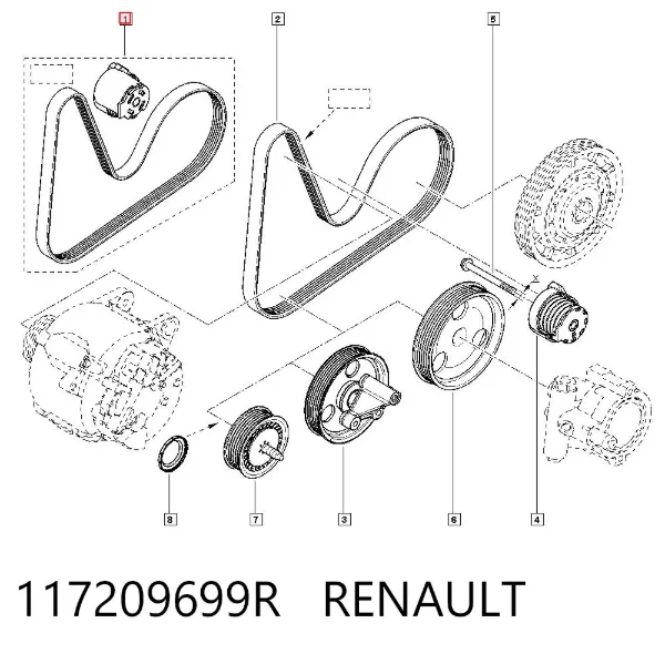 Pasek napędowy mechanizmów, zestaw 117209699R Renault (RVI)