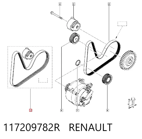 Pasek napędowy mechanizmów, zestaw 117209782R Renault (RVI)