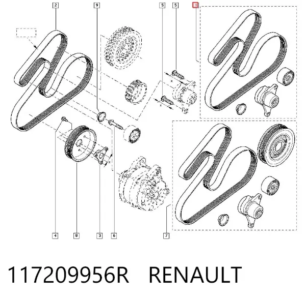 Pasek napędowy mechanizmów, zestaw 117209956R Renault (RVI)