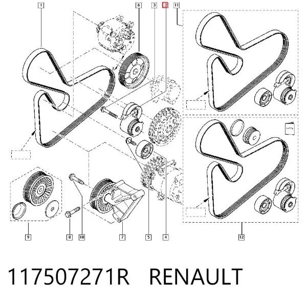 Napinacz paska napędowego 117507271R Renault (RVI)