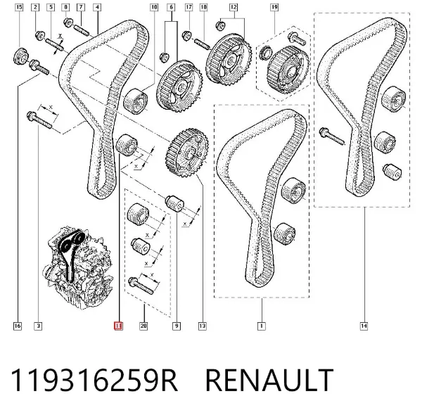 Rolka prowadząca kierunkowa paska rozrządu 119316259R Renault (RVI)