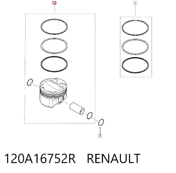 Tłok (komplet na silnik), STD 120A16752R Renault (RVI)