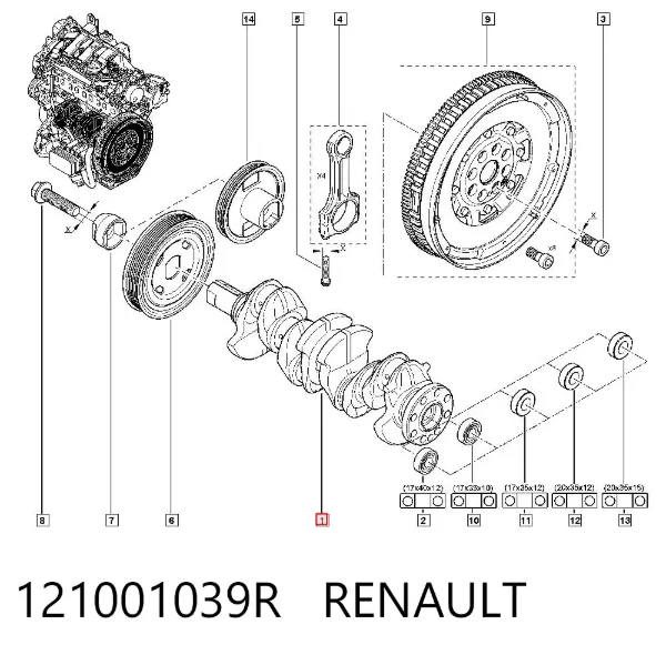 Korbowód tłoka silnika 121001039R Renault (RVI)