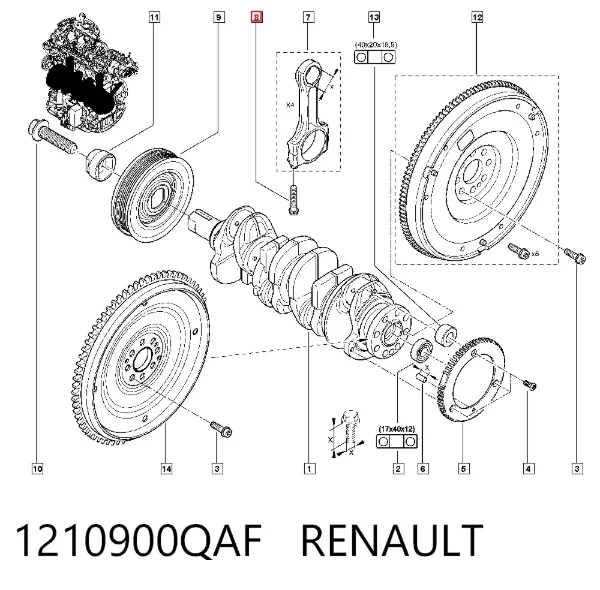 Śruba korbowodu 1210900QAF Renault (RVI)