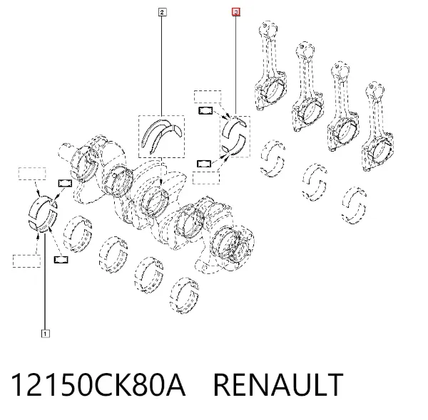 Panewki korbowodowe wału korbowego, zestaw, standardowe (STD) 12150CK80A Renault (RVI)