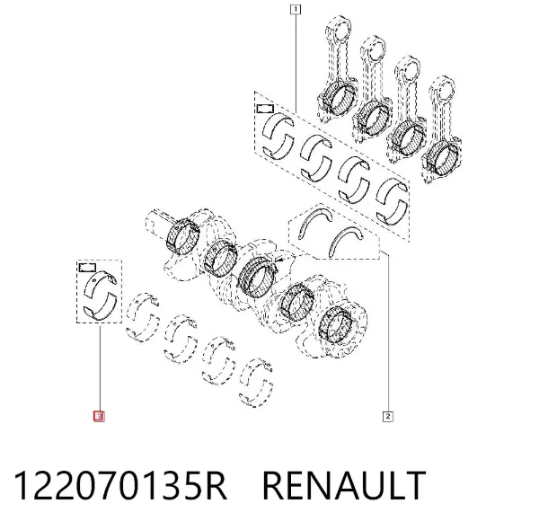 Panewki główne wału korbowego, zestaw, standardowe (STD) 122070135R Renault (RVI)
