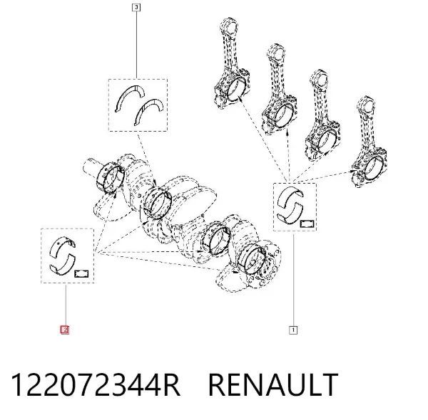 Panewki główne wału korbowego, zestaw, standardowe (STD) 122072344R Renault (RVI)