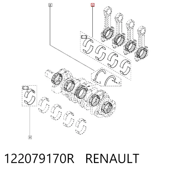 Panewki korbowodowe wału korbowego, zestaw, standardowe (STD) 122079170R Renault (RVI)