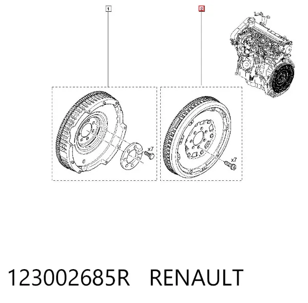 Koło zamachowe silnika 123002685R Renault (RVI)
