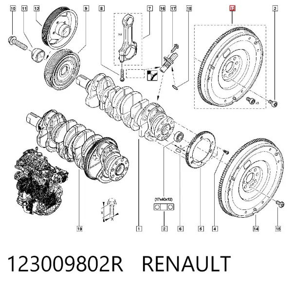 Koło zamachowe silnika 123009802R Renault (RVI)
