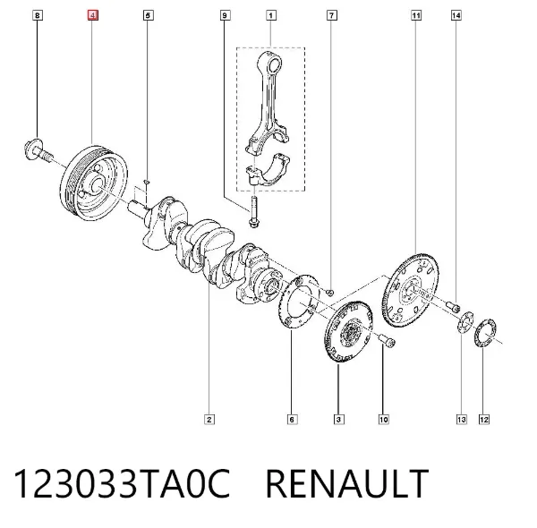 Koło pasowe wału korbowego 123033TA0C Renault (RVI)