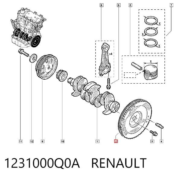 Koło zamachowe silnika 1231000Q0A Renault (RVI)
