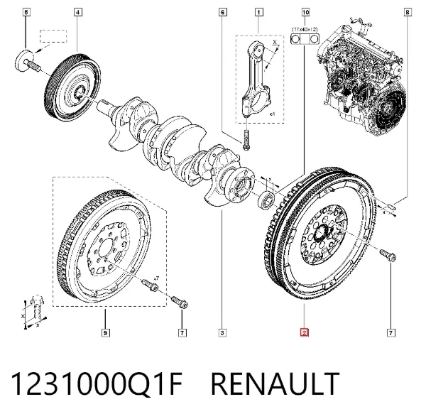 Koło zamachowe silnika 1231000Q1F Renault (RVI)