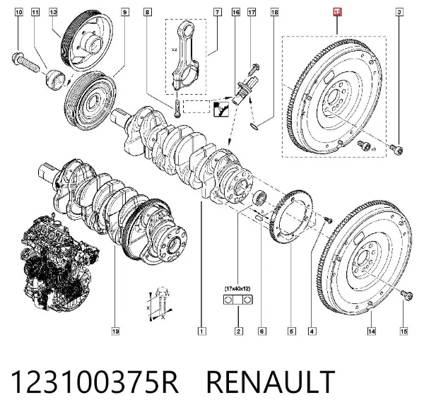 Koło zamachowe silnika 123100375R Renault (RVI)