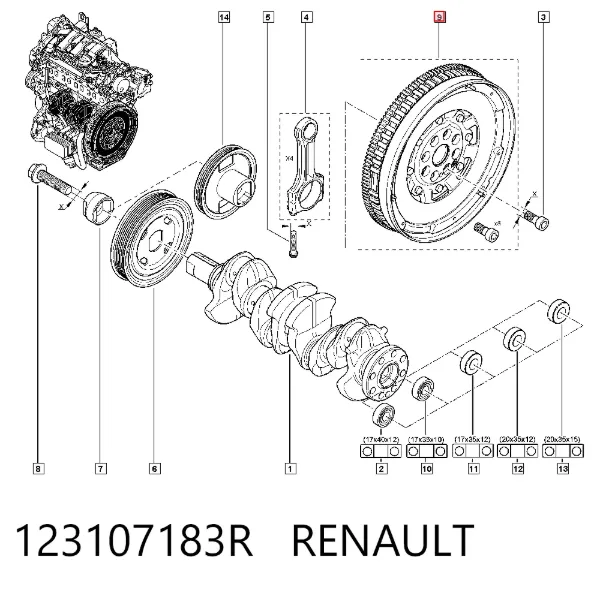 Koło zamachowe silnika 123107183R Renault (RVI)