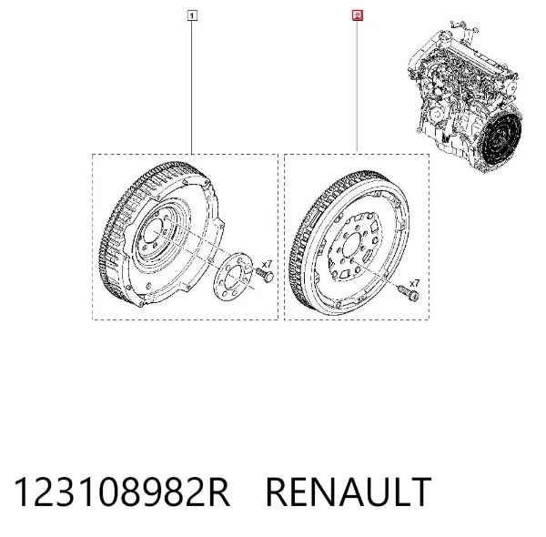 Koło zamachowe silnika 123108982R Renault (RVI)