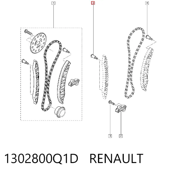 Łańcuch rozrządu, zestaw 1302800Q1D Renault (RVI)