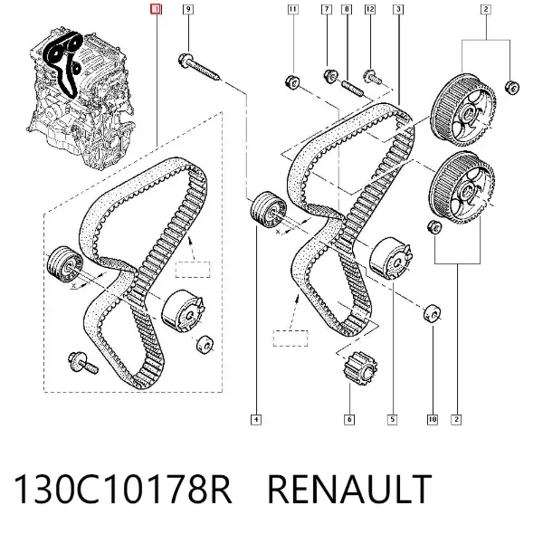 Pasek rozrządu, zestaw 130C10178R Renault (RVI)