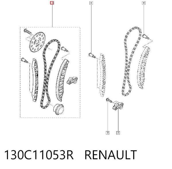 Łańcuch rozrządu, zestaw 130C11053R Renault (RVI)