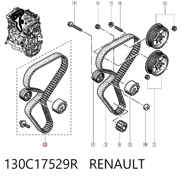 Pasek rozrządu, zestaw 130C17529R Renault (RVI)