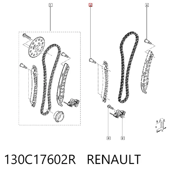 Łańcuch rozrządu, zestaw 130C17602R Renault (RVI)