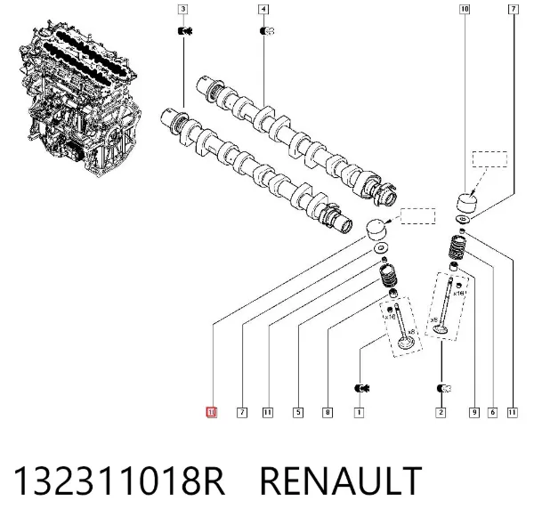 Kompensator hydrauliczny (popychacz hydrauliczny), popychacz zaworu 132311018R Renault (RVI)