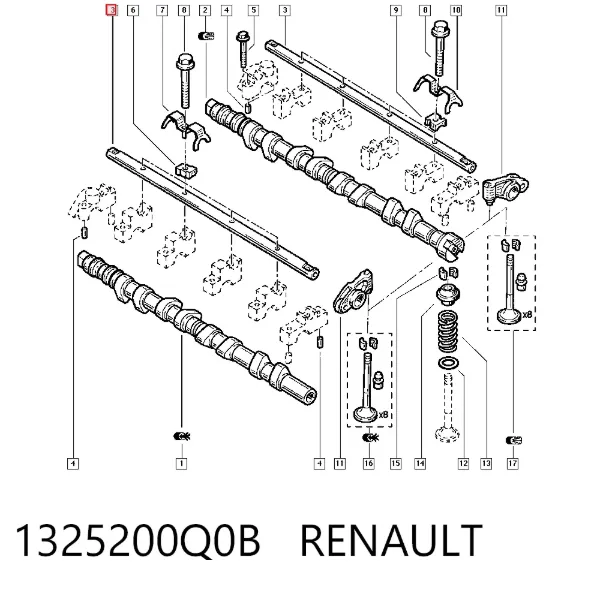 Oś dźwigienki zaworowej 1325200Q0B Renault (RVI)