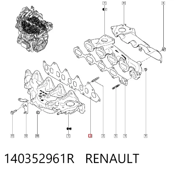 Uszczelka kolektora ssącego 140352961R Renault (RVI)