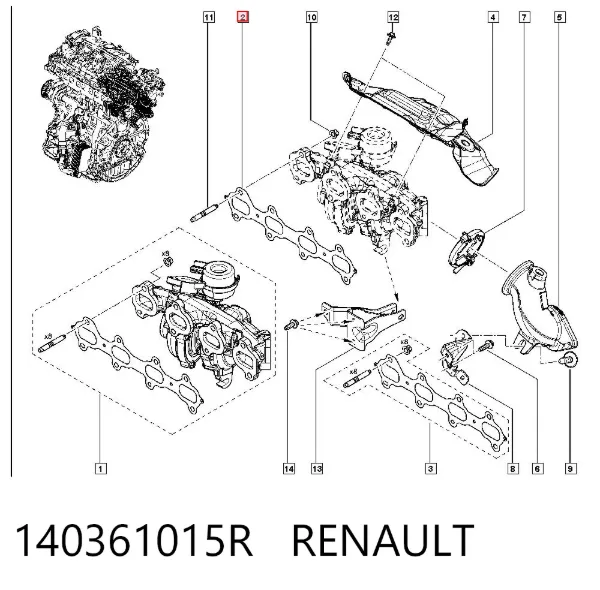 Uszczelka kolektora wydechowego 140361015R Renault (RVI)