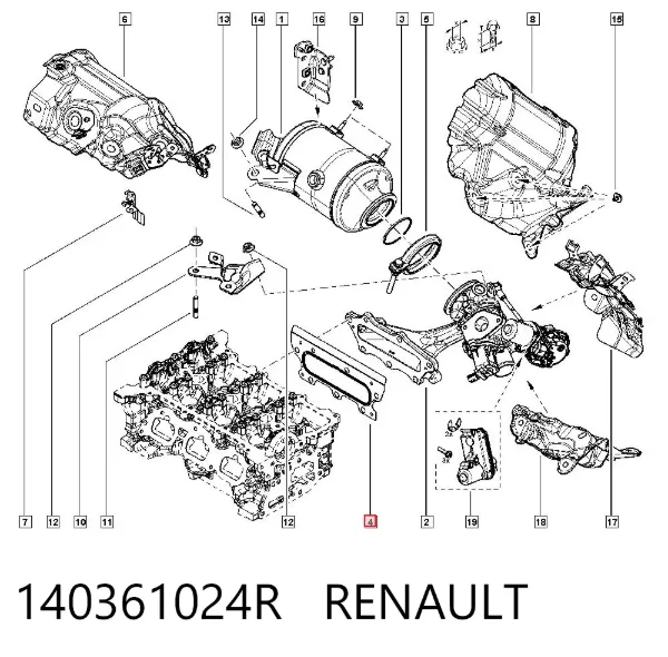 Uszczelka kolektora wydechowego 140361024R Renault (RVI)