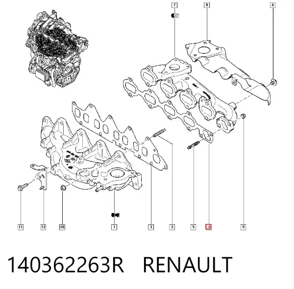 Uszczelka kolektora wydechowego 140362263R Renault (RVI)