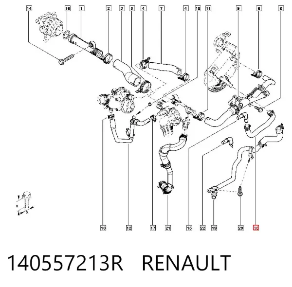 Przewód (króciec) układu chłodzenia 140557213R Renault (RVI)