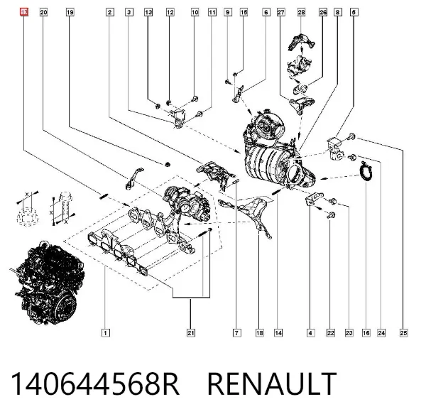 Szpilka kolektora wydechowego 140644568R Renault (RVI)