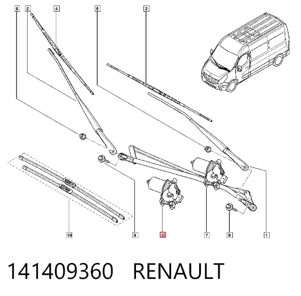 Silniczek wycieraczki szyby przedniej 141409360 Renault (RVI)