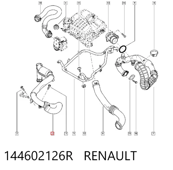 Przewód (króciec) intercoolera 144602126R Renault (RVI)