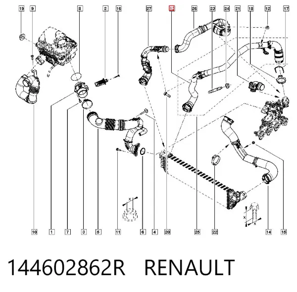 Przewód (króciec) intercoolera 144602862R Renault (RVI)