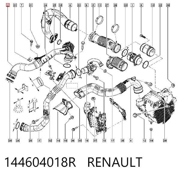 Przewód (króciec) intercoolera 144604018R Renault (RVI)