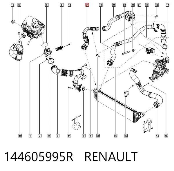 Przewód (króciec) intercoolera 144605995R Renault (RVI)