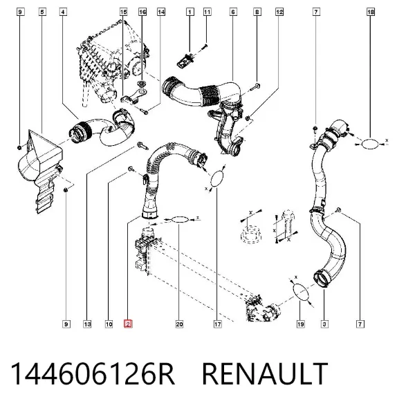 Przewód (króciec) intercoolera 144606126R Renault (RVI)