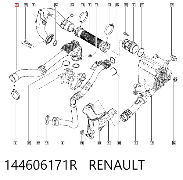 Przewód (króciec) intercoolera 144606171R Renault (RVI)