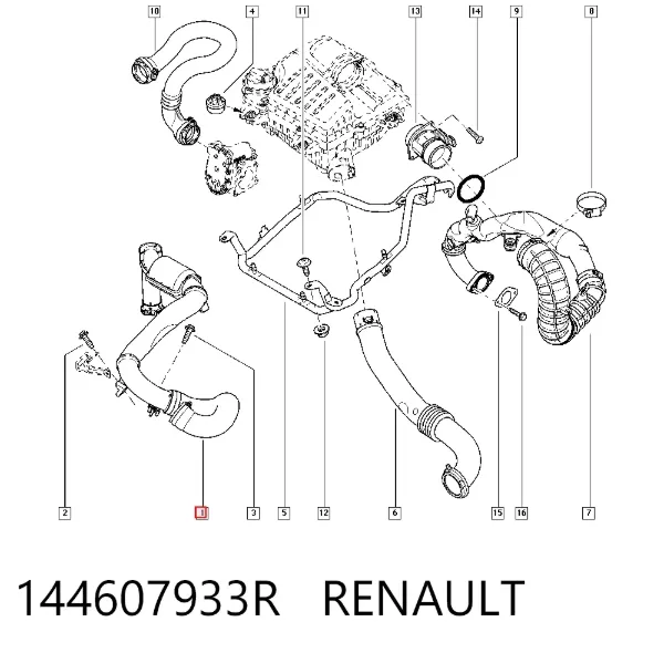 Przewód (króciec) intercoolera 144607933R Renault (RVI)