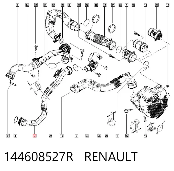 Przewód (króciec) intercoolera 144608527R Renault (RVI)