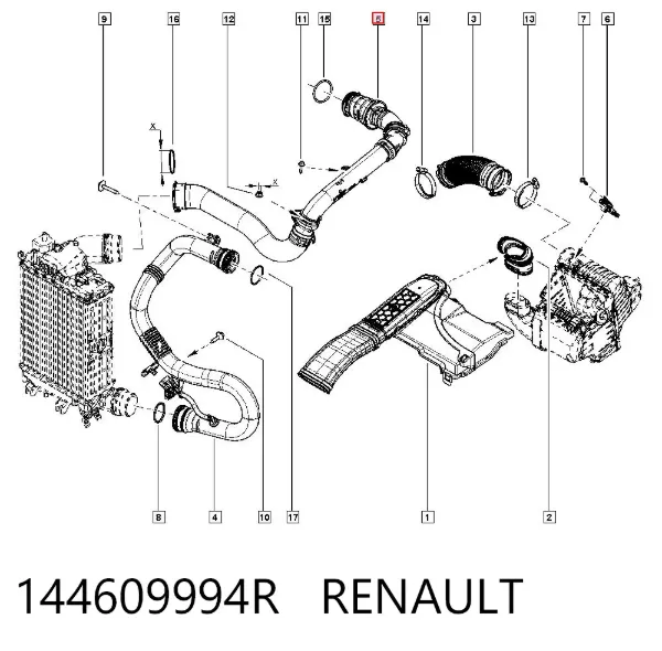 Przewód (króciec) intercoolera 144609994R Renault (RVI)