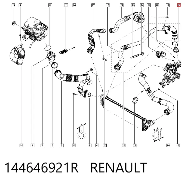 Obejma króćca intercoolera 144646921R Renault (RVI)