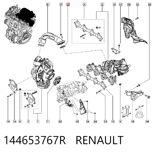 O-ring rury turbosprężarki 144653767R Renault (RVI)